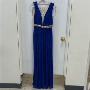 JVN by Jovani Sapphire Maxi Dress with Crystal Waist